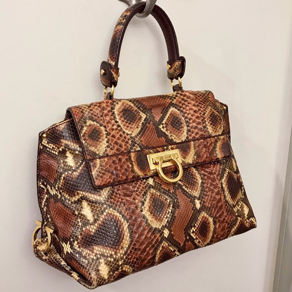 Salvatore Ferragamo Python Snakeskin Sofia Top Ha… - image 3